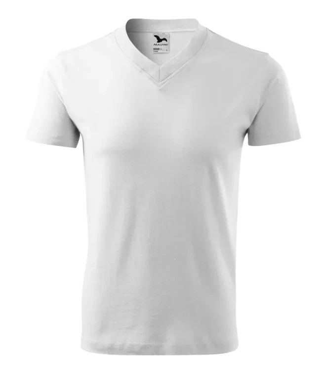 Koszulka unisex 160g Single Jersey V-neck102 z logo własnym nadrukiem na sercu i plecach odzież reklamowa WSZYSTKIE KOLORY (2).webp