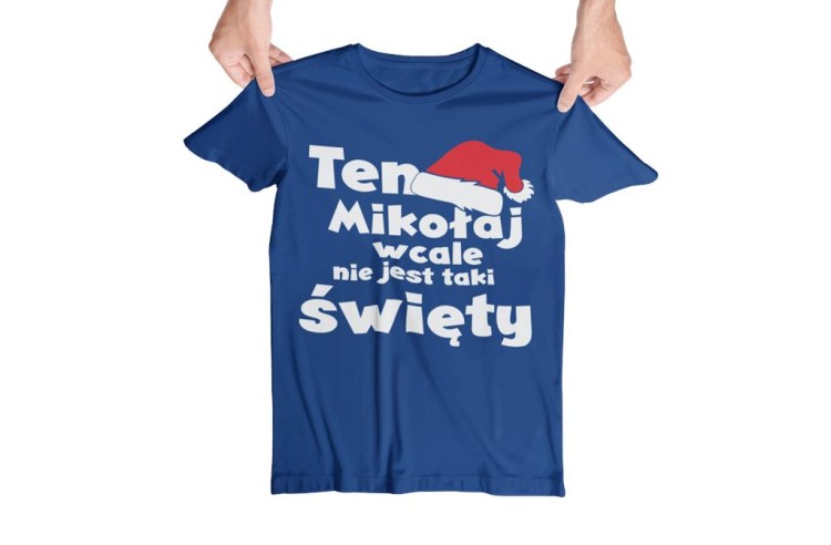 Koszulka na prezent z napisem ten Mikołaj nie jest wcale taki święty ciemnoniebiska 13.jpg