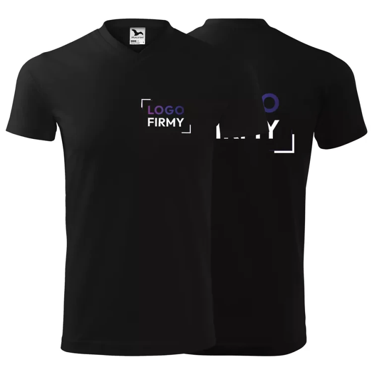 Koszulka unisex 200g Single Jersey Heavy V-neck111 z logo własnym nadrukiem na sercu i plecach odzież reklamowa WSZYSTKIE KOLORY (7).webp