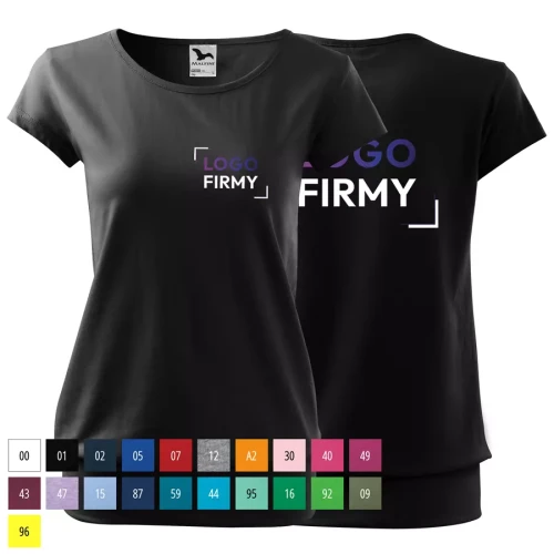 Koszulka damska 150g City120 z logo własnym nadrukiem na sercu i plecach odzież reklamowa WSZYSTKIE KOLORY (7).webp