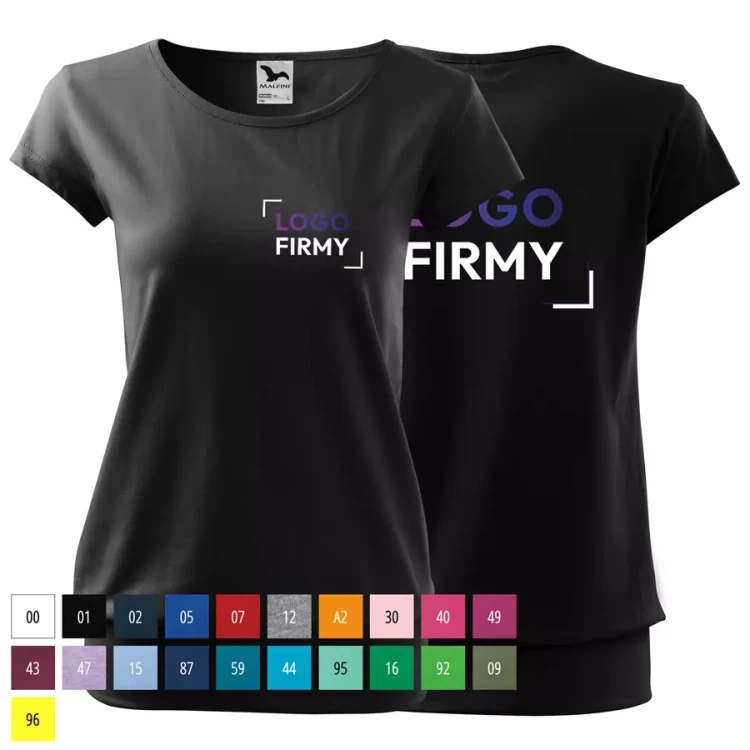 Koszulka damska 150g City120 z logo własnym nadrukiem na sercu i plecach odzież reklamowa WSZYSTKIE KOLORY (7).webp