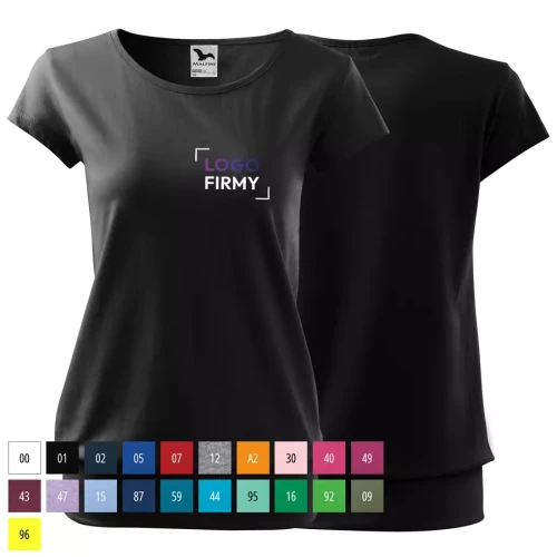 Koszulka damska 150g City120 z logo własnym nadrukiem na sercu odzież reklamowa WSZYSTKIE KOLORY (10).webp