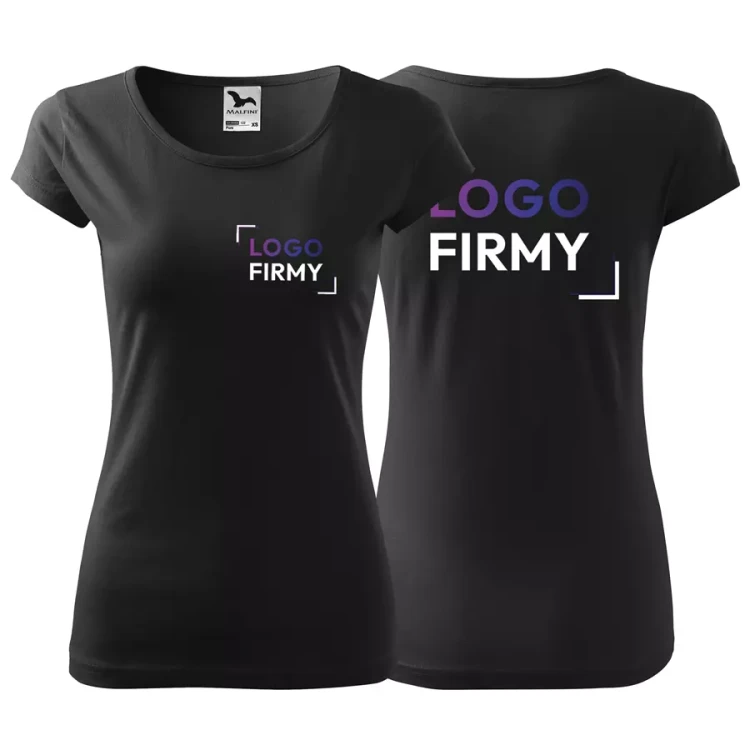 Koszulka damska 150g Pure122 z logo własnym nadrukiem na sercu i plecach odzież reklamowa WSZYSTKIE KOLORY (6).webp