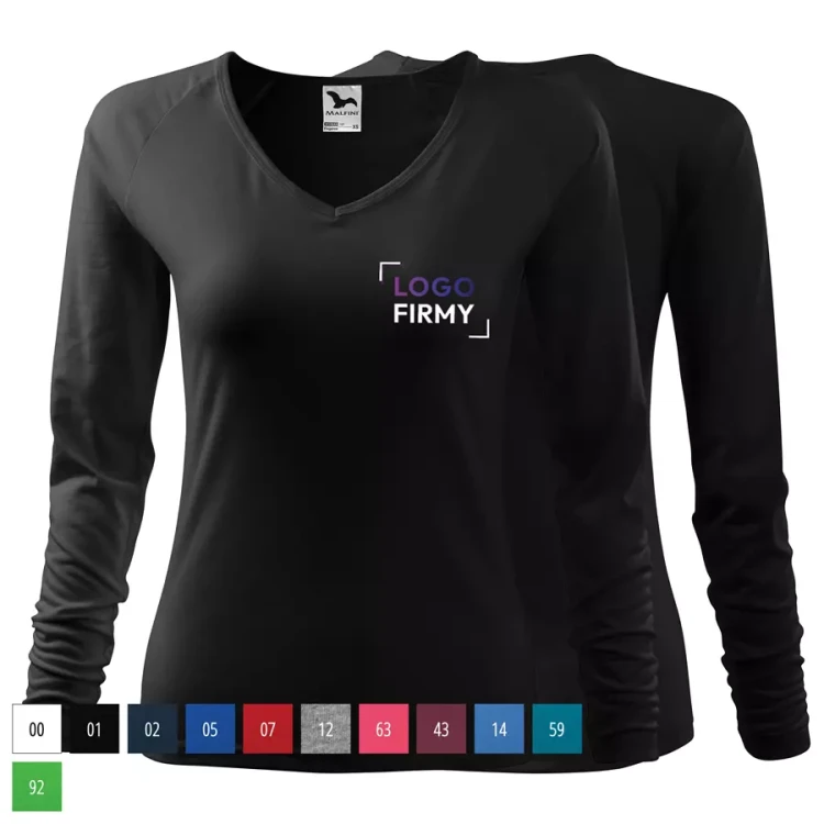 Koszulka damska z długim rękawem 180g Elegance 127 z logo własnym nadrukiem na sercu odzież reklamowa WSZYSTKIE KOLORY (2).webp