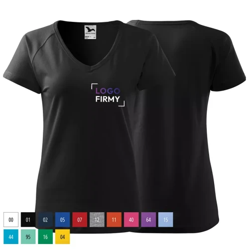 Koszulka damska 180g Dream 128 z logo własnym nadrukiem na sercu odzież reklamowa WSZYSTKIE KOLORY.webp