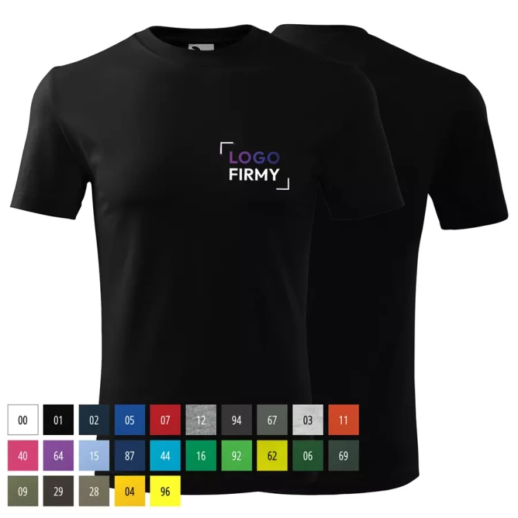 Koszulka męska 145g Classic New 132 z logo własnym nadrukiem na sercu odzież reklamowa WSZYSTKIE KOLORY (1).webp