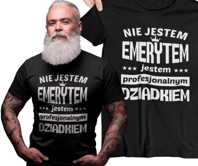 Koszulka dla Dziadka z napisem NIE JESTEM EMERYTEM jestem profesjonalnym DZIADKIEM  czarna.jpg
