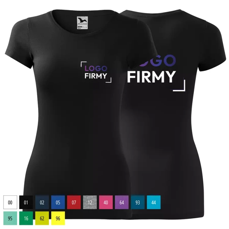 Koszulka damska 180g Glance 141 z logo własnym nadrukiem na sercu i plecach odzież reklamowa WSZYSTKIE KOLORY (1).webp