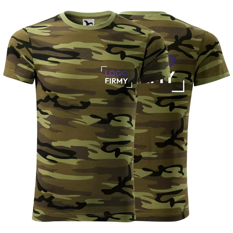 Koszulka unisex 160g Camouflage 144 z logo własnym nadrukiem na sercu i plecach odzież reklamowa WSZYSTKIE KOLORY (14).webp