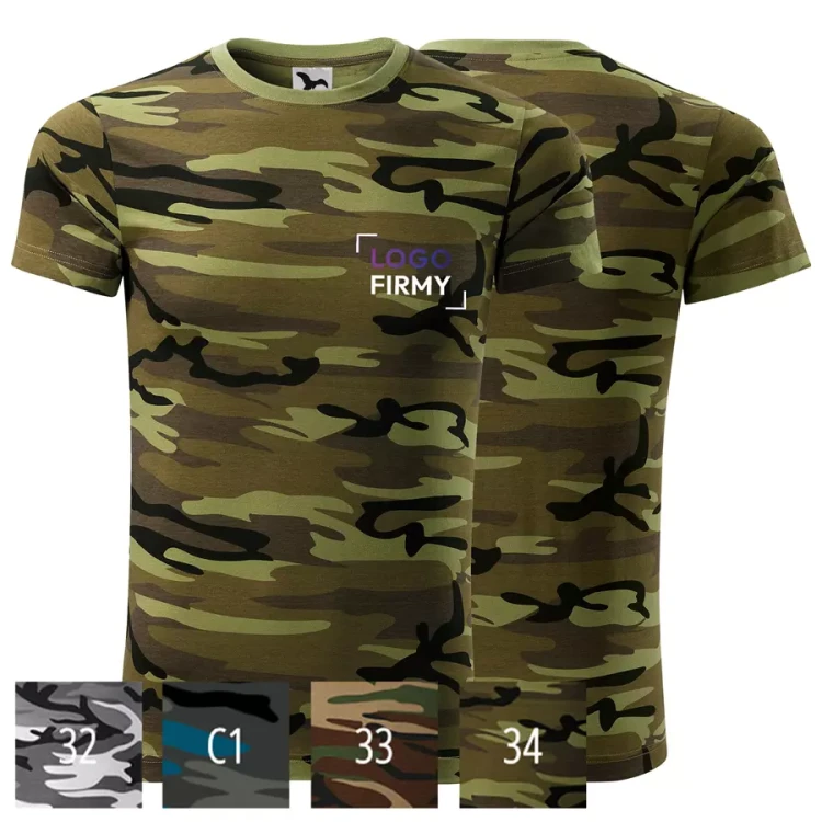 Koszulka unisex 160g Camouflage 144 z logo własnym nadrukiem na sercu odzież reklamowa WSZYSTKIE KOLORY.webp