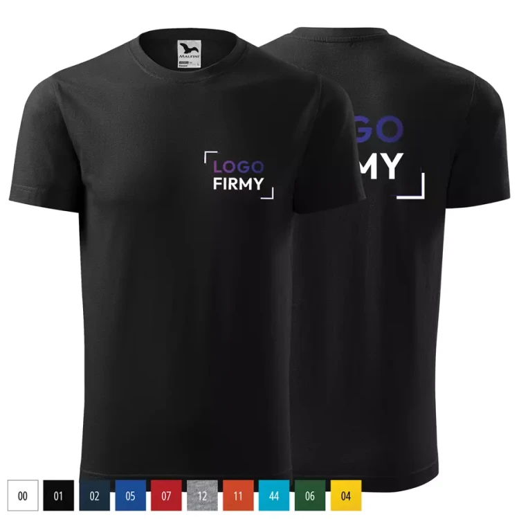 Koszulka unisex 180g Element 145 z logo własnym nadrukiem na sercu i plecach odzież reklamowa WSZYSTKIE KOLORY (2).webp