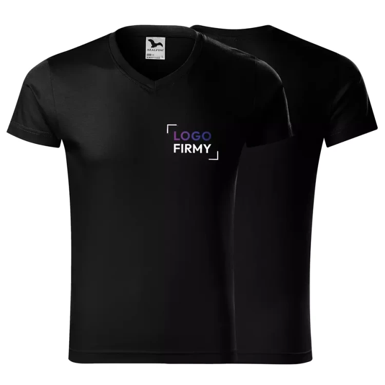 Koszulka męska 180g Slim Fit V-neck 146 z logo własnym nadrukiem na sercu odzież reklamowa WSZYSTKIE KOLORY (1).webp