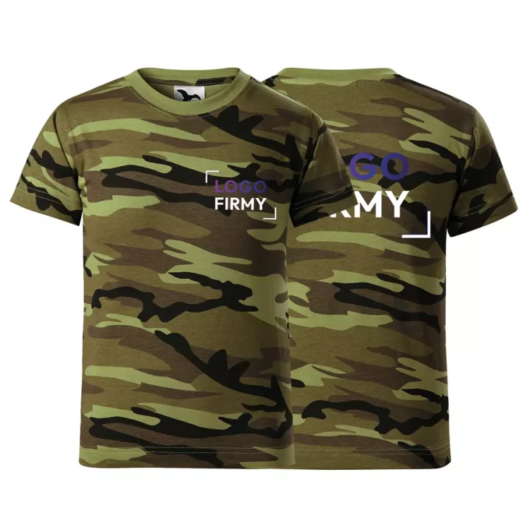 Koszulka dziecięca unisex 160g Camouflage 149 z logo własnym nadrukiem na sercu i plecach odzież reklamowa WSZYSTKIE KOLORY (1).webp