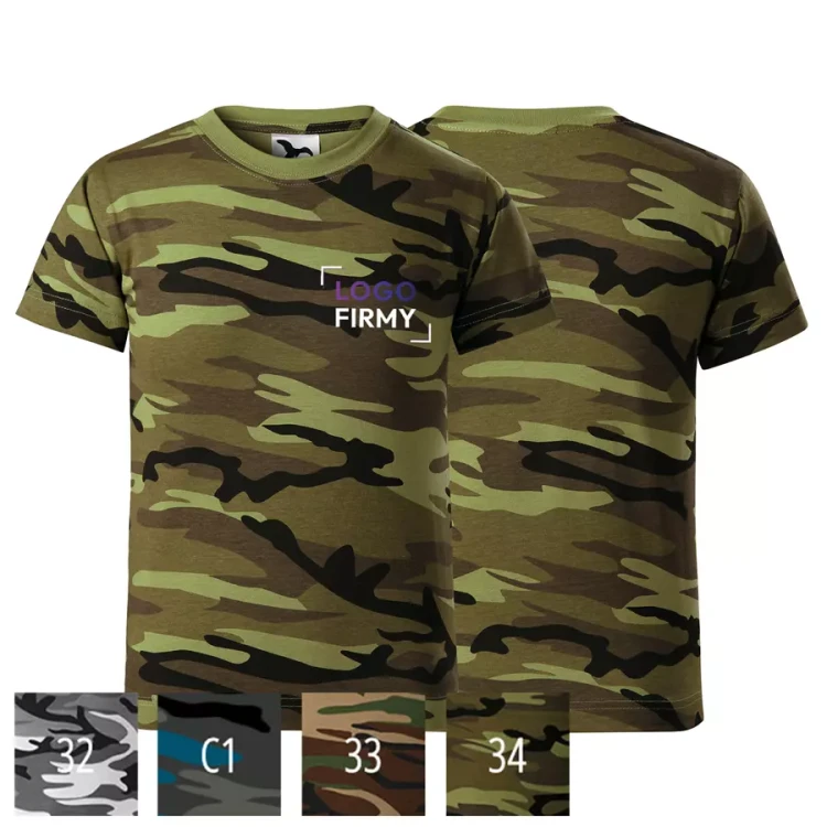Koszulka dziecięca unisex 160g Camouflage 149 z logo własnym nadrukiem na sercu odzież reklamowa WSZYSTKIE KOLORY (2).webp