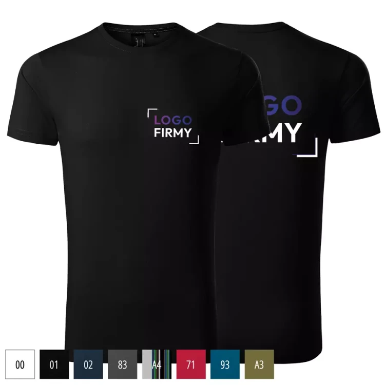 Koszulka męska z krótkim rękawem z logo firmy na sercu i plecach 160g Exclusive 153 koszulka WSZYSTKIE KOLORY (2).webp