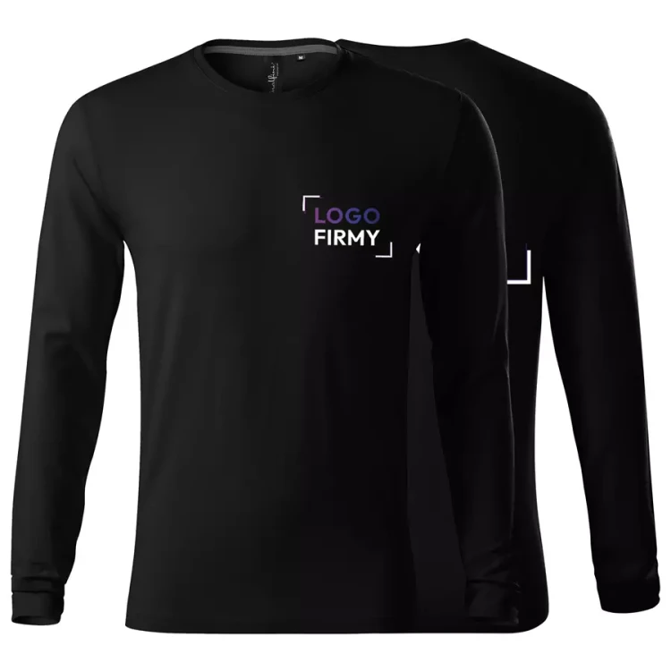 Koszulka męska z długim rękawem 160g Brave 155 z logo własnym nadrukiem na sercu i plecach odzież reklamowa WSZYSTKIE KOLORY (1).webp