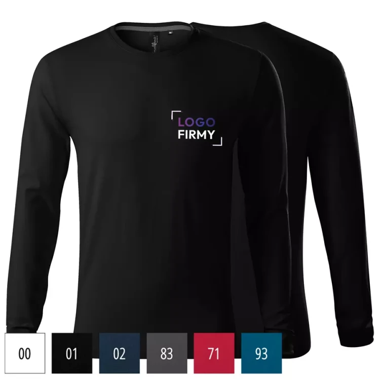 Koszulka męska z długim rękawem 160g Brave 155 z logo własnym nadrukiem na sercu odzież reklamowa WSZYSTKIE KOLORY (2).webp