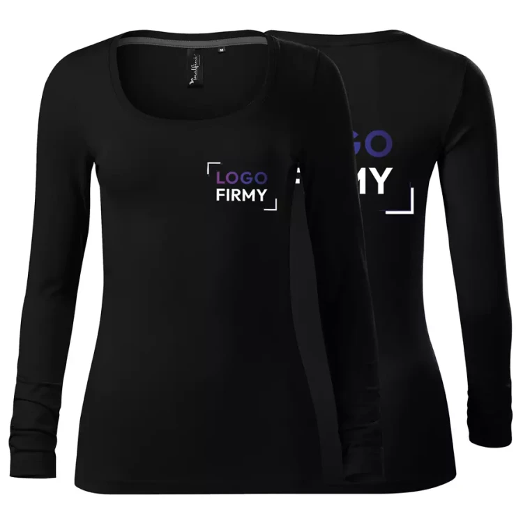 Koszulka damska z długim rękawem 160g Brave 156 z logo własnym nadrukiem na sercu i plecach odzież reklamowa WSZYSTKIE KOLORY (20).webp