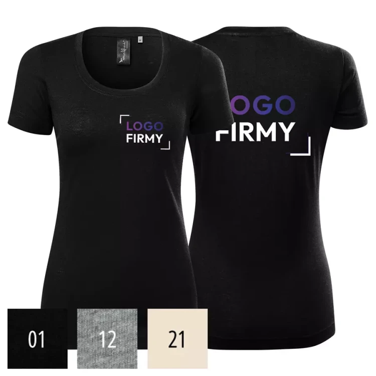 Koszulka damska z logo firmy na sercu i plecach 190g Merino Rise 158 krótki rękaw WSZYSTKIE KOLORY (1).webp