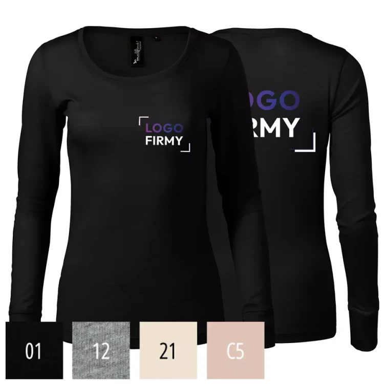 Koszulka damska z długim rękawem 190g Merino Rise LS 160 z logo własnym nadrukiem na sercu i plecach odzież reklamowa WSZYSTKIE KOLORY (2).webp