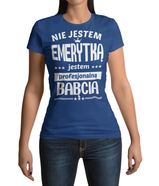 Koszulka dla babci Nie jestem emerytką jestem profesjonalną babcią koszulka granatowa.png
