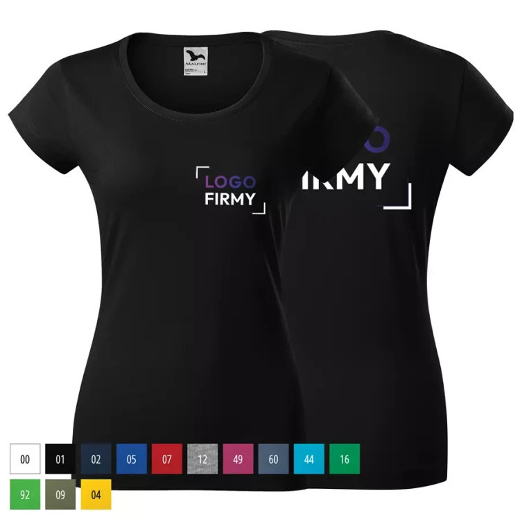 Koszulka damska 180g Viper 161 z logo własnym nadrukiem na sercu i plecach odzież reklamowa WSZYSTKIE KOLORY (1).webp