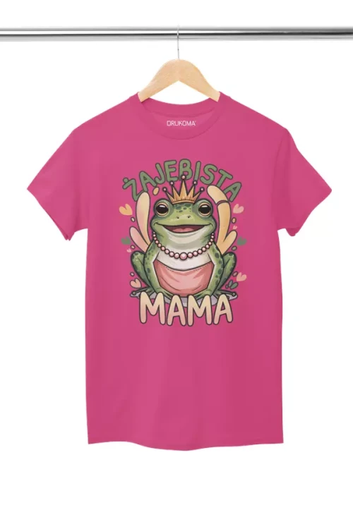 KOSZULKA dla Mamy na Dzień Matki z żabą z napisem ŻAJEBISTA MAMA kolor różowy  (3).webp