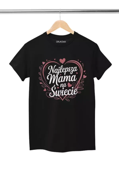 KOSZULKA dla Mamy na Dzień Matki z napisem Najlepsza Mama na Świecie czarny (3).webp