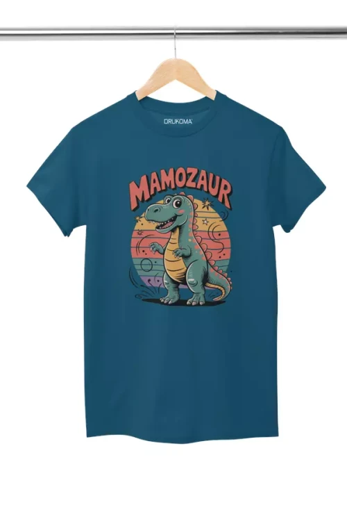 ZESTAW KOSZULEK dla Mamy i Taty na Dzień Ojca i Matki z napisem Mamozaur i Tatozaur kolor petrol blue (6).webp