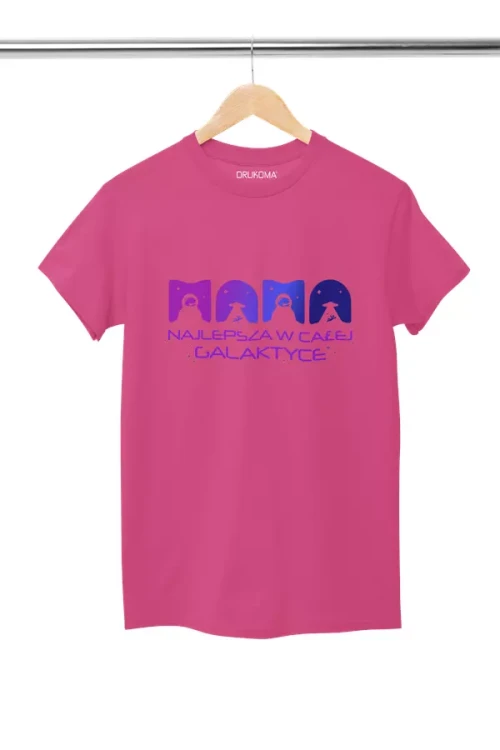 KOSZULKA dla Mamy Z KOLOROWYM NADRUKIEM na Dzień Matki MAMA najlepsza w całej galaktyce kolor różowy (3).webp