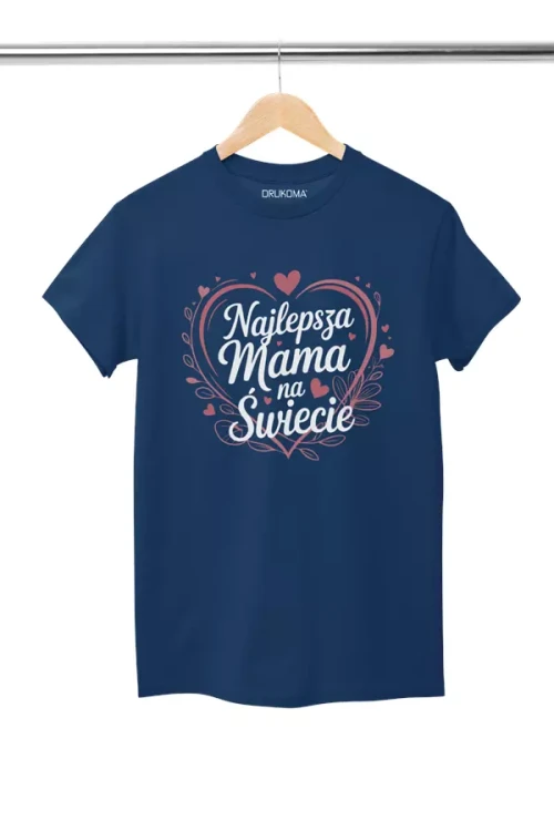 KOSZULKA dla Mamy na Dzień Matki z napisem Najlepsza Mama na Świecie kolor granatowy (3).webp