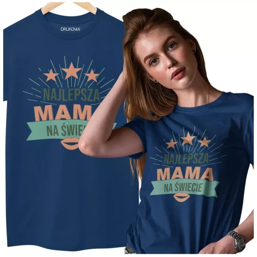KOSZULKA dla Mamy na Dzień Matki z napisem Najlepsza mama na świecie kolor granatowy (4).webp