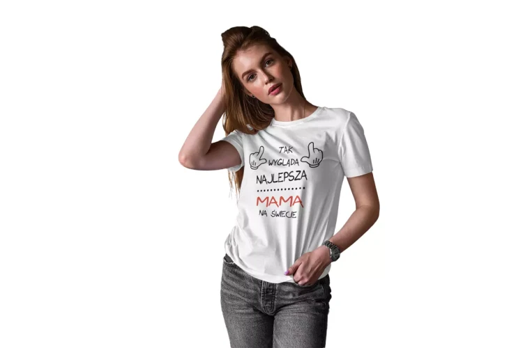 Koszulka dla Mamy na Dzień Mamy prezent na urodziny Mama - Tak wygląda najlepsza Mama na Świecie kolor biały (2).webp
