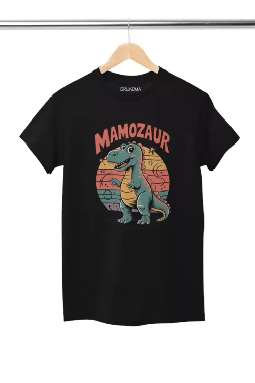 KOSZULKA dla Mamy na Dzień Matki z dinozaurem z napisem MAMOZAUR kolor CZARNY (3).webp