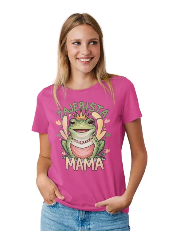 KOSZULKA dla Mamy na Dzień Matki z żabą z napisem ŻAJEBISTA MAMA kolor różowy  (4).webp