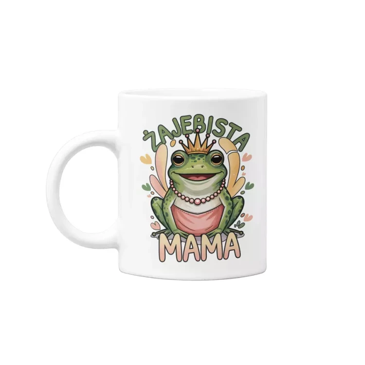 KOSZULKA Z KUBKIEM dla Mamy na Dzień Matki z napisem ŻAJEBISTA MAMA kolor biały (1).webp