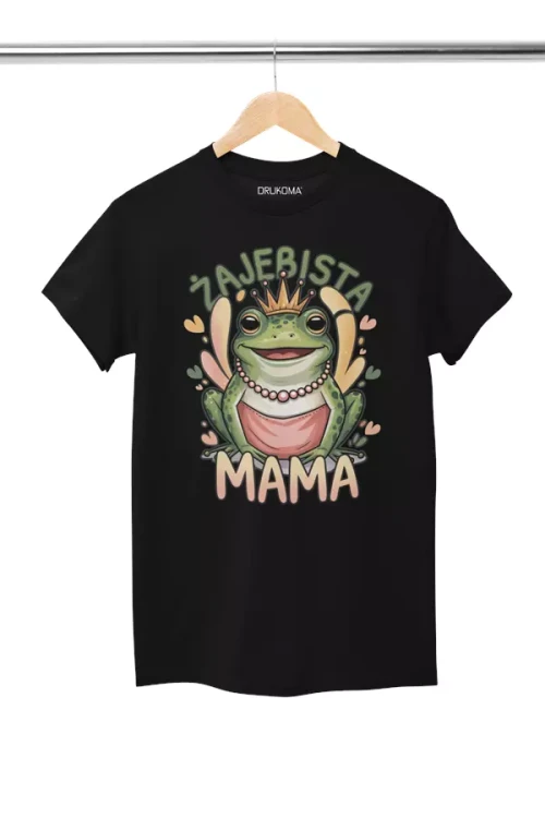 KOSZULKA dla Mamy na Dzień Matki z żabą z napisem ŻAJEBISTA MAMA kolor czarny (3).webp