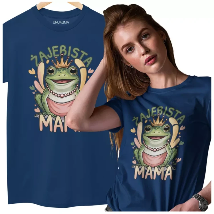 KOSZULKA dla Mamy na Dzień Matki z dinozaurem z napisem MAMOZAUR kolor granatowy (2).webp