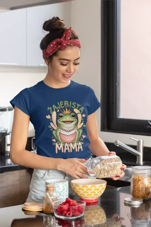 KOSZULKA dla Mamy na Dzień Matki z dinozaurem z napisem MAMOZAUR kolor granatowy (7).webp