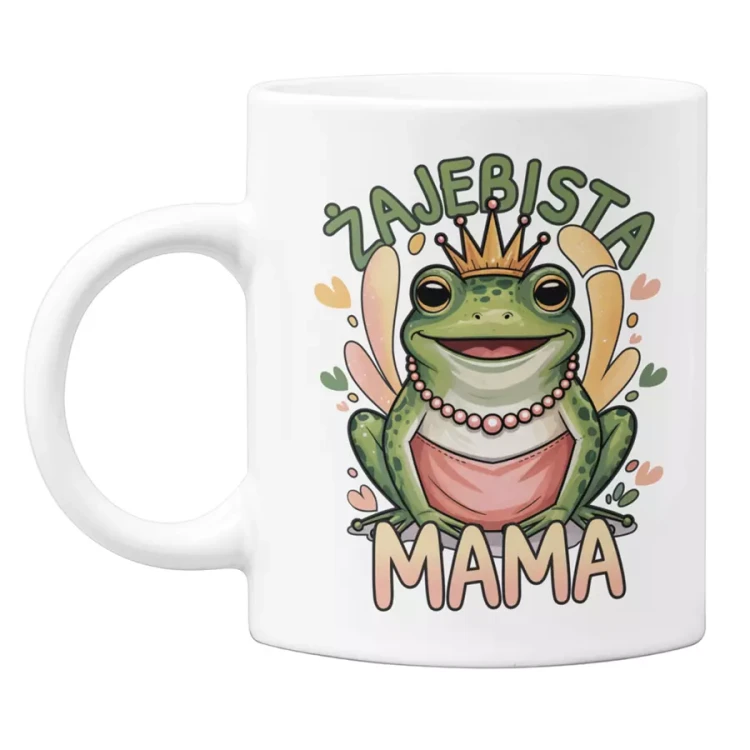 KOSZULKA Z KUBKIEM dla Mamy na Dzień Matki z napisem ŻAJEBISTA MAMA kolor biały (2).webp