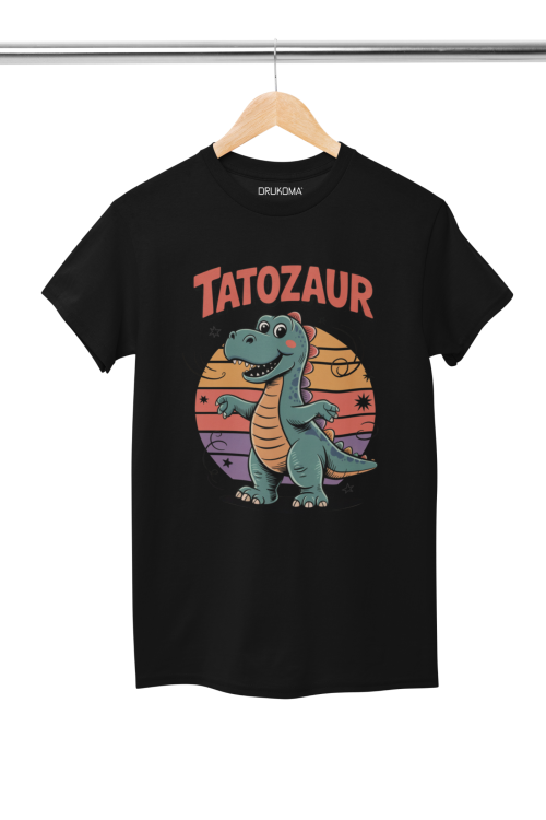 KOSZULKA Z KUBKIEM dla Taty z dinozaurem na Dzień Ojca z napisem: "Tatozaur"
