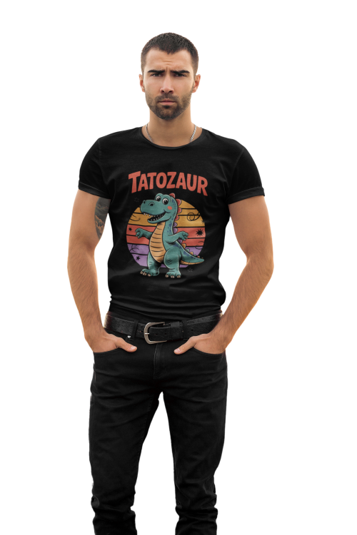 KOSZULKA Z KUBKIEM dla Taty z dinozaurem na Dzień Ojca z napisem: "Tatozaur"