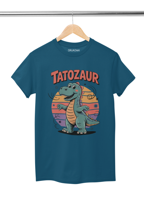 KOSZULKA Z KUBKIEM dla Taty z dinozaurem na Dzień Ojca z napisem: "Tatozaur"