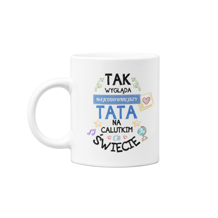 Koszulka dla taty wraz z kubkiem z nadrukiem: "Tak wygląda najcudowniejszy tata na calutkim świecie"