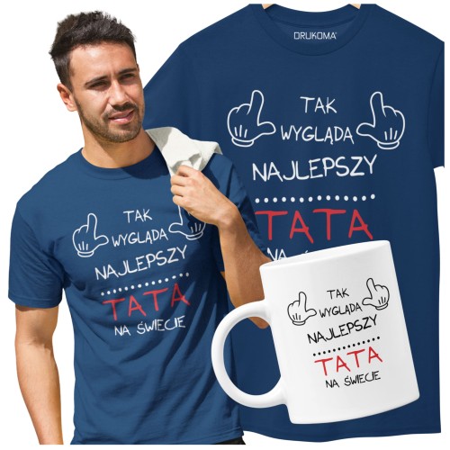 Koszulka dla taty wraz z kubkiem z nadrukiem "Tak wygląda najlepszy TATA na świecie"