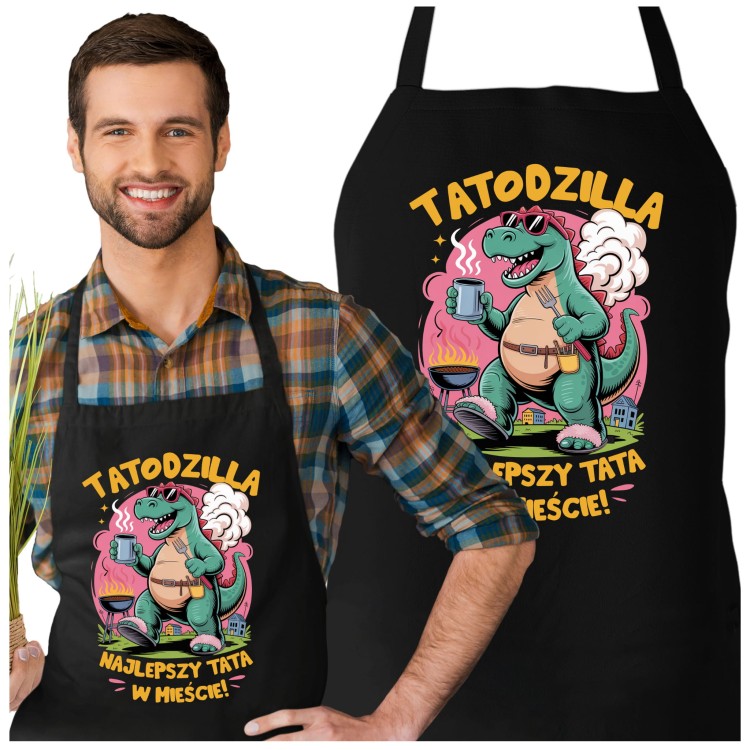 Upominek FARTUCH NA DZIEŃ OJCA dla Taty Stylowy PREZENT TATODZILLA TATA