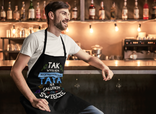 FARTUCH dla Taty na Dzień Ojca z napisem: Tak wygląda najcudowniejszy tata na calutkim świecie