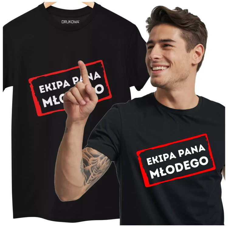 Koszulka na wieczór kawalerski modny prezent dla przyszłej Pary Młodej z napisem EKIPA PANA MŁODEGO (2).webp