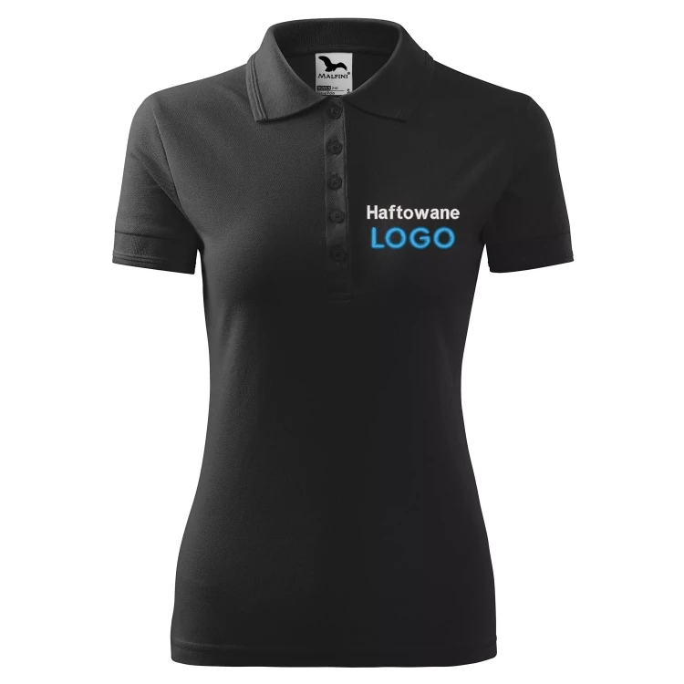 Koszulka EBONY GRAY polo z logo na sercu damska z haftem logo firmy 200g 210 kolor 94 koszulka polo.webp