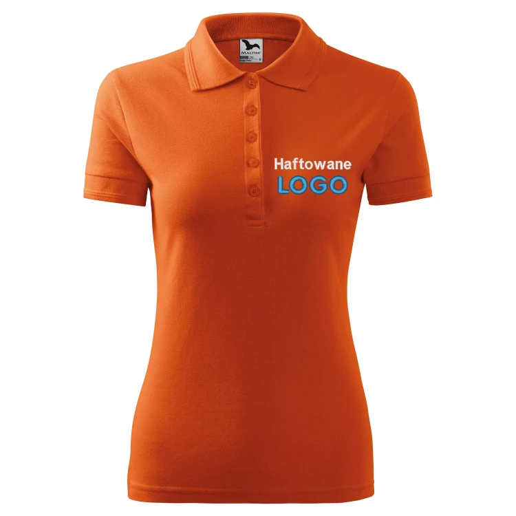 Koszulka polo POMARAŃCZOWA z logo na sercu damska z haftem logo firmy 200g 210 kolor 11 koszulka polo.webp